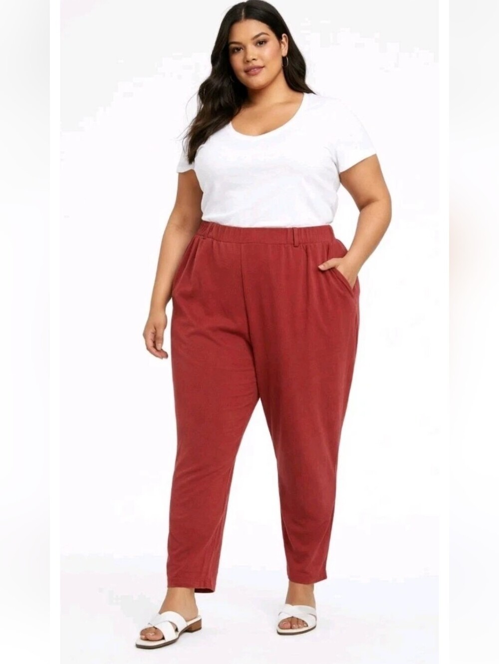 Torrid Size 3 Red Pull-On Pants Plus Size 3X Elastic Waist Tapered Leg